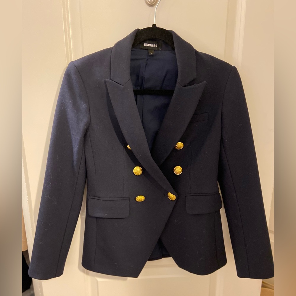 Express Editor Blazer Double Breasted Navy 00 Balmain Inspired